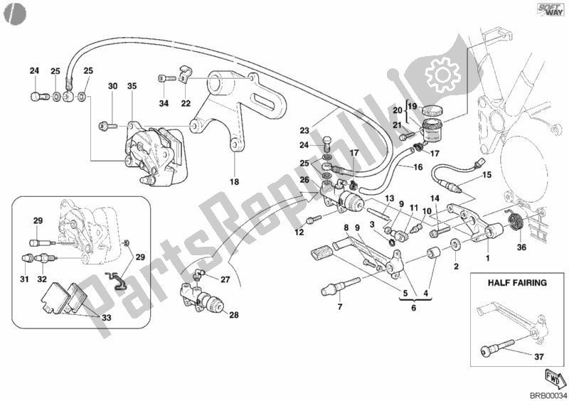 All parts for the Rear Brake System of the Ducati Supersport 900 SS 2002